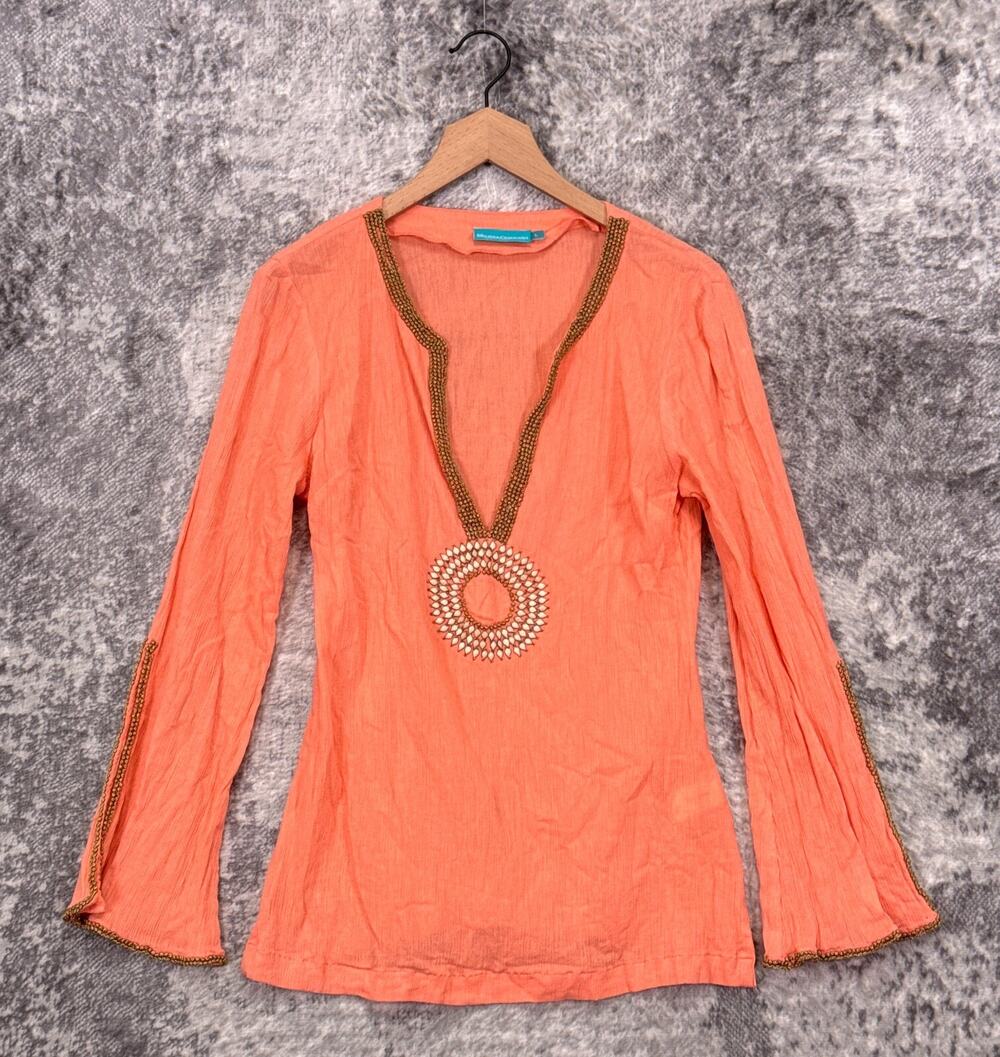Melissa Odabash Top Large Womens Coral Pink Beaded Swim Coverup